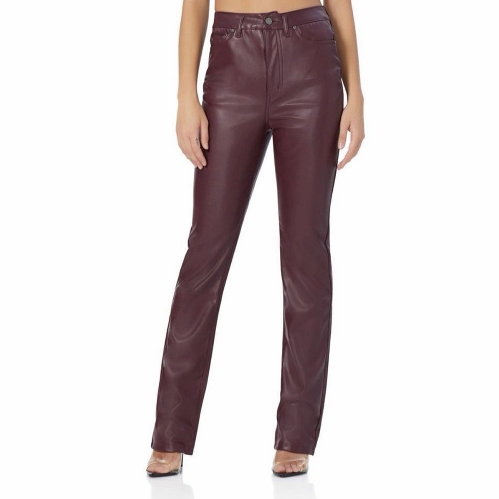 AFRM Heston - Burgundy Straight Leg Leather Pants